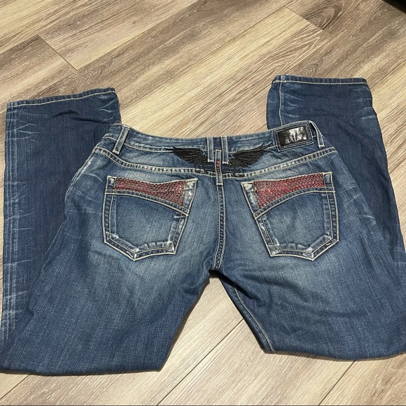 Robin's Jean Other - Robin’s Jeans embellished  distressed straight leg jeans size 40 x 34
